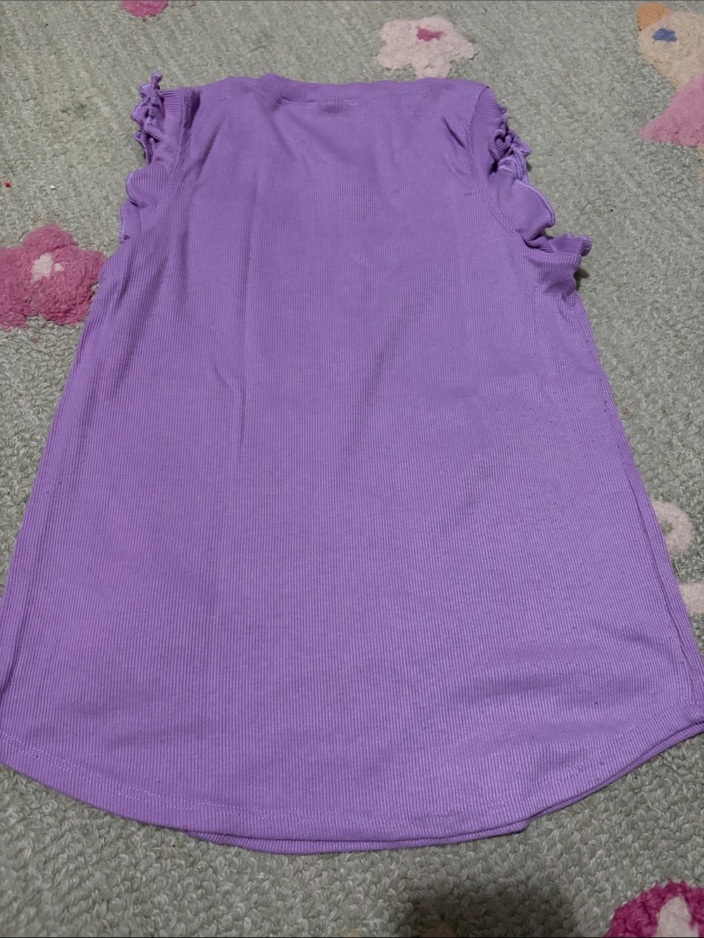 Girls' PixieLane Lavender Ruffle-Sleeve Ribbed Tee - Picture 2 of 4